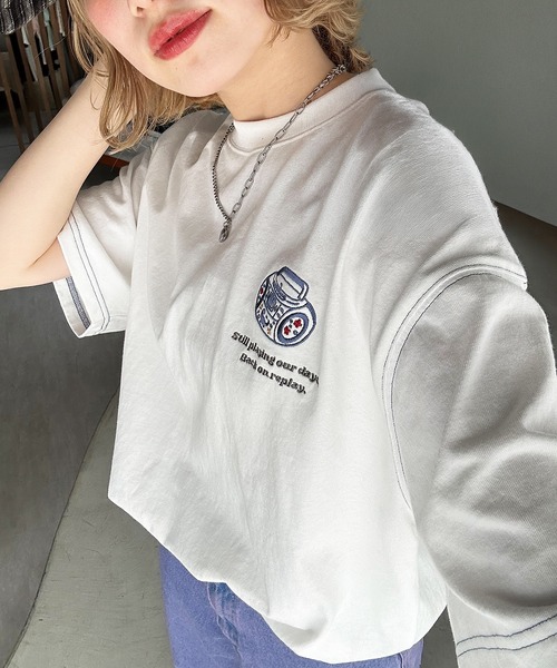 DOUBLE NAME(ダブルネーム)の「00’s Gadges刺しゅうTEE(Tシャツ/カットソー・レディース・オフホワイト/オレンジ/ブラック系・FREE)」の14枚目の写真