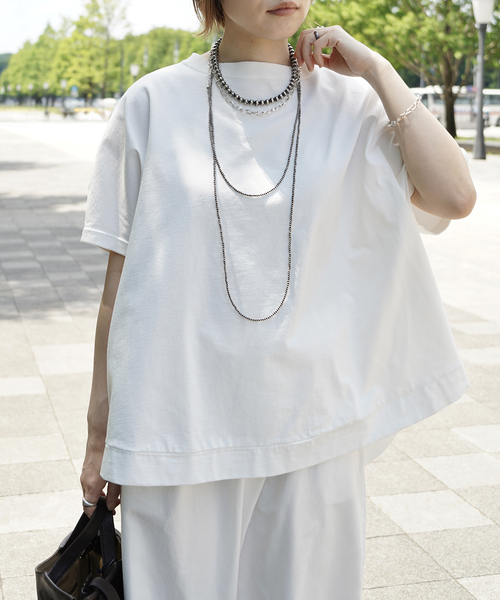 JOURNAL STANDARD LUXE(ジャーナルスタンダード ラックス)の「オーガニックテンジク ポンチョT(Tシャツ/カットソー・レディース・ホワイト/ブラック・FREE)」の1枚目の写真