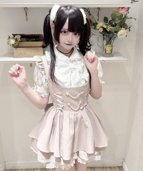 Secret Honey(シークレットハニー)の「ギャザーラッフル半袖ブラウス(シャツ/ブラウス・レディース・オフホワイト/ブラック・MEDIUM)」の3枚目の写真