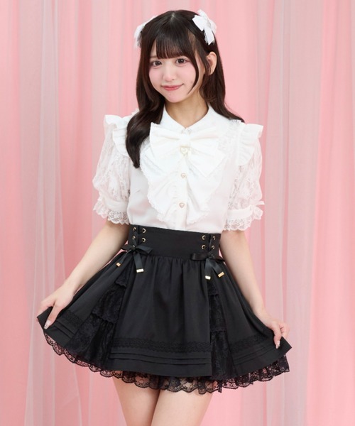 Secret Honey(シークレットハニー)の「ギャザーラッフル半袖ブラウス(シャツ/ブラウス・レディース・オフホワイト/ブラック・MEDIUM)」の11枚目の写真