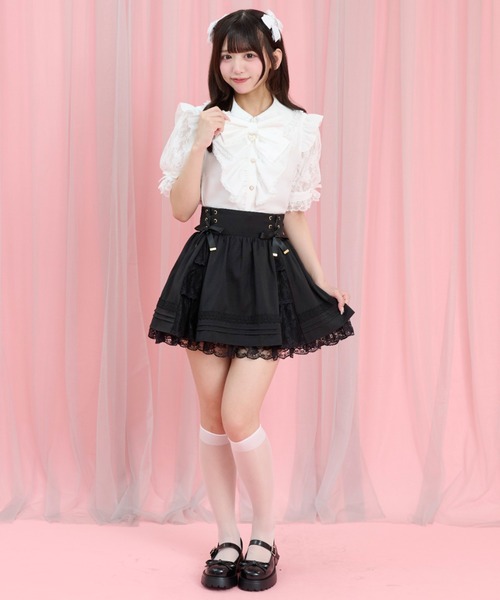 Secret Honey(シークレットハニー)の「ギャザーラッフル半袖ブラウス(シャツ/ブラウス・レディース・オフホワイト/ブラック・MEDIUM)」の10枚目の写真