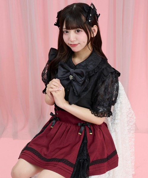 Secret Honey(シークレットハニー)の「ギャザーラッフル半袖ブラウス(シャツ/ブラウス・レディース・オフホワイト/ブラック・MEDIUM)」の13枚目の写真