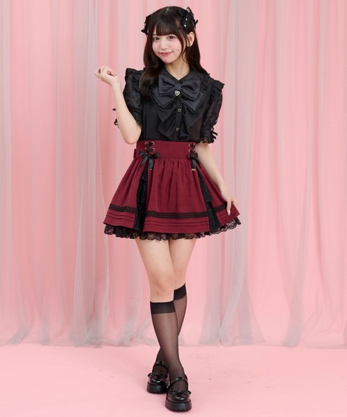 Secret Honey(シークレットハニー)の「ギャザーラッフル半袖ブラウス(シャツ/ブラウス・レディース・オフホワイト/ブラック・MEDIUM)」の14枚目の写真
