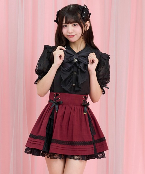 Secret Honey(シークレットハニー)の「ギャザーラッフル半袖ブラウス(シャツ/ブラウス・レディース・オフホワイト/ブラック・MEDIUM)」の15枚目の写真