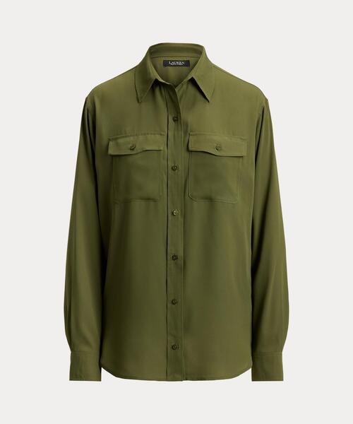 LAUREN RALPH LAUREN(ローレン ラルフ ローレン)の「リラックス フィット ジョーゼット シャツ(シャツ/ブラウス・レディース・グリーン・M/S)」の8枚目の写真