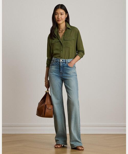 LAUREN RALPH LAUREN(ローレン ラルフ ローレン)の「リラックス フィット ジョーゼット シャツ(シャツ/ブラウス・レディース・グリーン・M/S)」の7枚目の写真