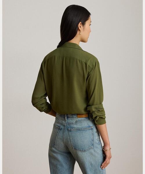 LAUREN RALPH LAUREN(ローレン ラルフ ローレン)の「リラックス フィット ジョーゼット シャツ(シャツ/ブラウス・レディース・グリーン・M/S)」の6枚目の写真