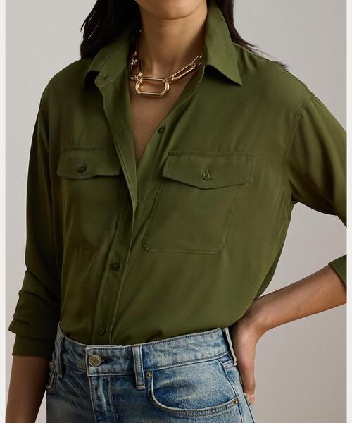 LAUREN RALPH LAUREN(ローレン ラルフ ローレン)の「リラックス フィット ジョーゼット シャツ(シャツ/ブラウス・レディース・グリーン・M/S)」の5枚目の写真