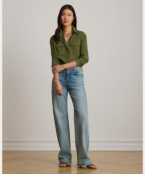 LAUREN RALPH LAUREN(ローレン ラルフ ローレン)の「リラックス フィット ジョーゼット シャツ(シャツ/ブラウス・レディース・グリーン・M/S)」の4枚目の写真