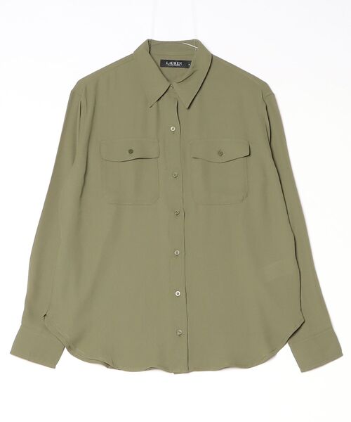 LAUREN RALPH LAUREN(ローレン ラルフ ローレン)の「リラックス フィット ジョーゼット シャツ(シャツ/ブラウス・レディース・グリーン・M/S)」の3枚目の写真