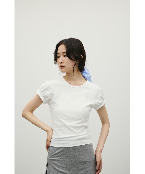 STYLEMIXER(スタイルミキサー)の「ギャザーフレンチスリーブT(Tシャツ/カットソー・レディース・ブラック/ブラウン/ホワイト・FREE)」の4枚目の写真