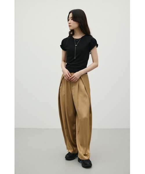 STYLEMIXER(スタイルミキサー)の「ギャザーフレンチスリーブT(Tシャツ/カットソー・レディース・ブラック/ブラウン/ホワイト・FREE)」の14枚目の写真