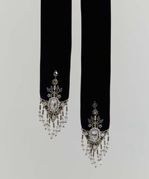 tanakadaisuke | 【tanakadaisuke/タナカダイスケ】crystal silver tip velvet long ribbon/クリスタルシルバーチップベルベットロングリボン(その他ヘアアクセサリー)