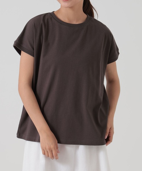 HEART MARKET（ハートマーケット）の「ワイドなフレンチTEE（Tシャツ/カットソー・レディース・チャコール/ダークブラウン/ホワイト/グレイッシュベージュ/ブラック/モカ/キャメル・SMALL/MEDIUM/LARGE）」の3枚目の写真
