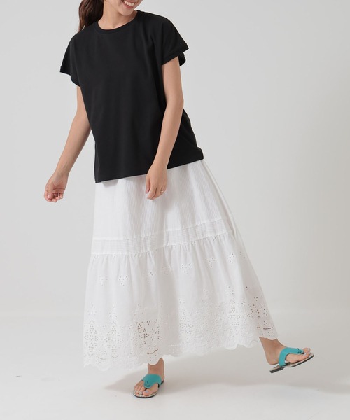 HEART MARKET（ハートマーケット）の「ワイドなフレンチTEE（Tシャツ/カットソー・レディース・チャコール/ダークブラウン/ホワイト/グレイッシュベージュ/ブラック/モカ/キャメル・SMALL/MEDIUM/LARGE）」の11枚目の写真