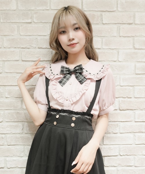 axes femme POETIQUE（アクシーズファムポエティック）の「ブローチ付ハシゴレース衿ＢＬ（シャツ/ブラウス・レディース・ホワイト/ピンク/キナリ・MEDIUM）」の13枚目の写真