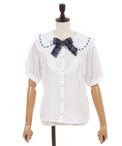 axes femme POETIQUE（アクシーズファムポエティック）の「ブローチ付ハシゴレース衿ＢＬ（シャツ/ブラウス・レディース・ホワイト/ピンク/キナリ・MEDIUM）」の14枚目の写真