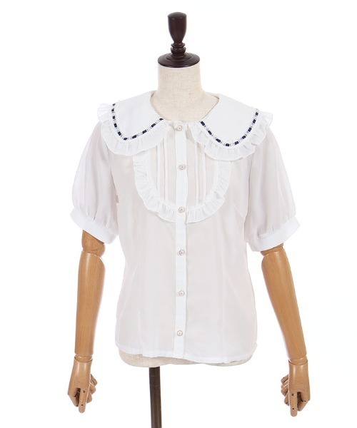 axes femme POETIQUE（アクシーズファムポエティック）の「ブローチ付ハシゴレース衿ＢＬ（シャツ/ブラウス・レディース・ホワイト/ピンク/キナリ・MEDIUM）」の19枚目の写真