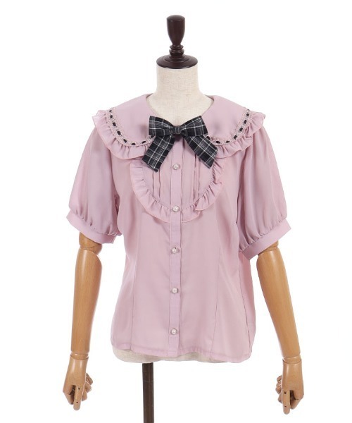 axes femme POETIQUE（アクシーズファムポエティック）の「ブローチ付ハシゴレース衿ＢＬ（シャツ/ブラウス・レディース・ホワイト/ピンク/キナリ・MEDIUM）」の22枚目の写真