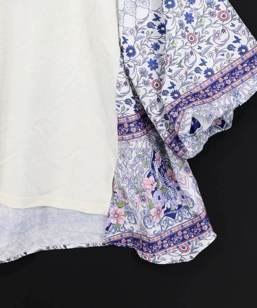 iS ScoLar（イズスカラー）の「562248：アンティークタイル×花柄 素材切替プルオーバー（Tシャツ/カットソー・レディース・オフホワイト/アイボリー/ブラック・M）」の18枚目の写真