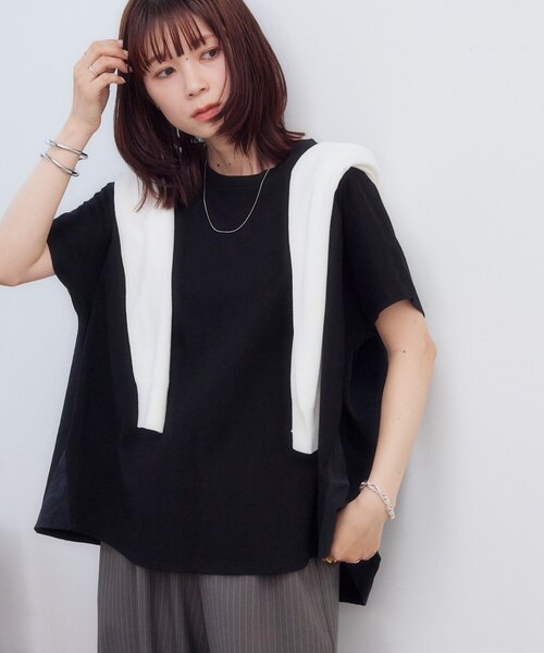 DISCOAT（ディスコート）の「【WEB限定】ドッキングフレンチプルオーバー（Tシャツ/カットソー・レディース・オフホワイト/ベージュ/ブラック・FREE）」の17枚目の写真