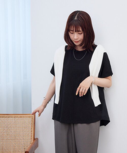 DISCOAT（ディスコート）の「【WEB限定】ドッキングフレンチプルオーバー（Tシャツ/カットソー・レディース・オフホワイト/ベージュ/ブラック・FREE）」の16枚目の写真
