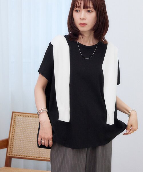 DISCOAT（ディスコート）の「【WEB限定】ドッキングフレンチプルオーバー（Tシャツ/カットソー・レディース・オフホワイト/ベージュ/ブラック・FREE）」の15枚目の写真