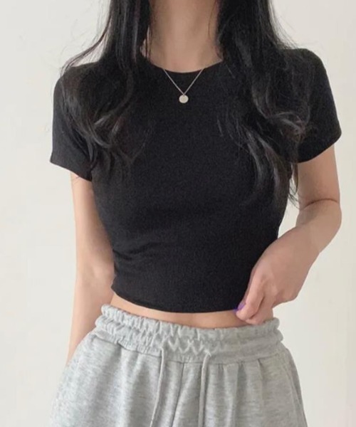 semplice(センプリチェ)の「Tシャツ【韓国ファッション】(Tシャツ/カットソー・レディース・グレー/ブラック/ベージュ/ホワイト・F)」の9枚目の写真