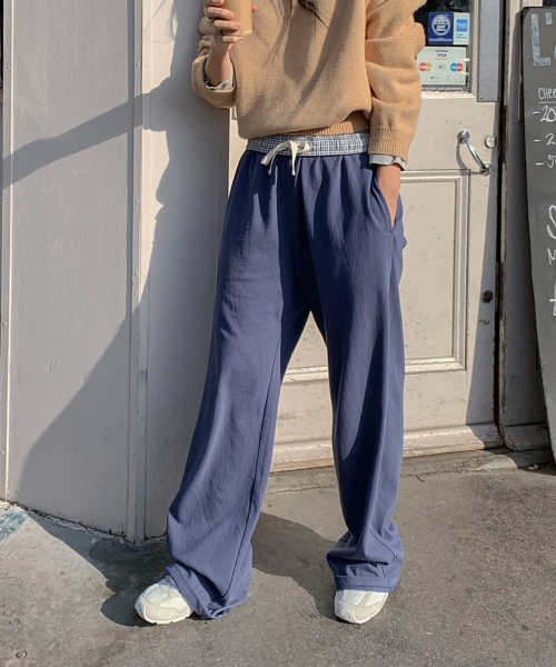 haag(ヘイグ)の「mix single pants (pale blue)(スウェットパンツ・レディース・その他・FREE)」の2枚目の写真