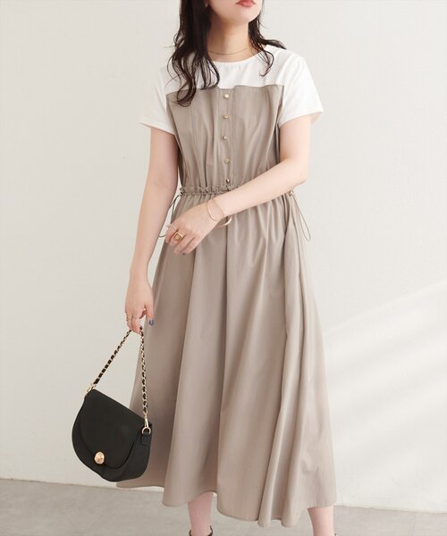 natural couture（ナチュラルクチュール）の「ナイロンドッキングワンピース（ワンピース・レディース・ブラック/ネイビー/オフホワイト・FREE）」の17枚目の写真