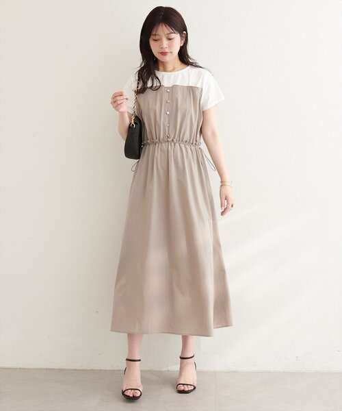 natural couture（ナチュラルクチュール）の「ナイロンドッキングワンピース（ワンピース・レディース・ブラック/ネイビー/オフホワイト・FREE）」の14枚目の写真