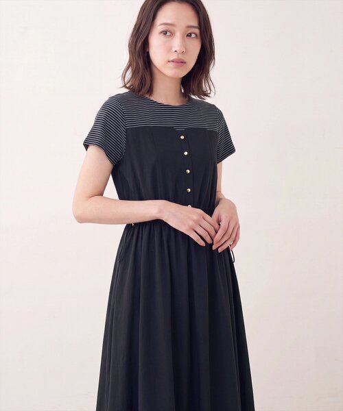 natural couture（ナチュラルクチュール）の「ナイロンドッキングワンピース（ワンピース・レディース・ブラック/ネイビー/オフホワイト・FREE）」の13枚目の写真