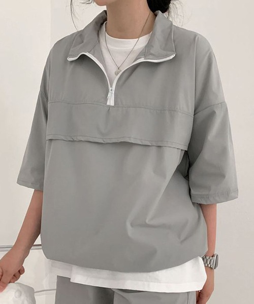 meJane(ミージェーン)の「ハーフジッププルオーバー × ショートパンツ セットアップ(セットアップ・レディース・ブラック/クリーム/グレー・FREE)」の8枚目の写真