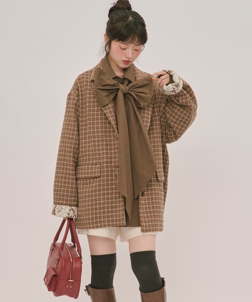 loin nuit(ロワンニュイ)の「nuance button ribbon shirt / ニュアンスボタンリボンシャツ(シャツ/ブラウス・レディース・アイボリー/ブラウン/ライトブルー/ブラック・FREE)」の18枚目の写真