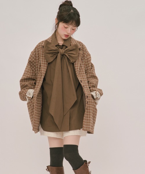 loin nuit(ロワンニュイ)の「nuance button ribbon shirt / ニュアンスボタンリボンシャツ(シャツ/ブラウス・レディース・アイボリー/ブラウン/ライトブルー/ブラック・FREE)」の19枚目の写真