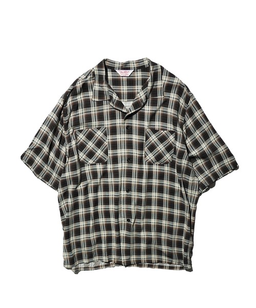 DAN RIVER（ダンリバー ）の「DAN RIVER / PRINTED RAYON CHECK SS SHIRT（シャツ/ブラウス・メンズ・ブラック/ブラウン/ブラック×ホワイト・SMALL/LARGE/MEDIUM）」の3枚目の写真