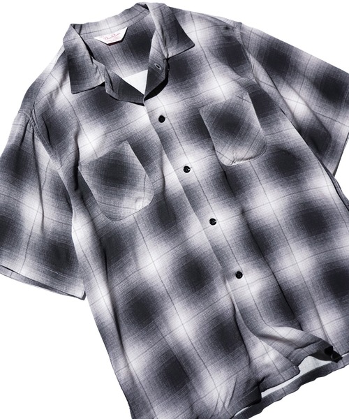 DAN RIVER（ダンリバー ）の「DAN RIVER / PRINTED RAYON CHECK SS SHIRT（シャツ/ブラウス・メンズ・ブラック/ブラウン/ブラック×ホワイト・SMALL/LARGE/MEDIUM）」の4枚目の写真