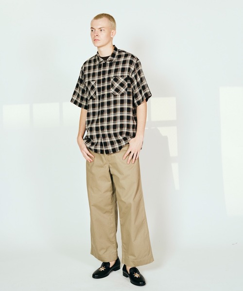 DAN RIVER（ダンリバー ）の「DAN RIVER / PRINTED RAYON CHECK SS SHIRT（シャツ/ブラウス・メンズ・ブラック/ブラウン/ブラック×ホワイト・SMALL/LARGE/MEDIUM）」の7枚目の写真