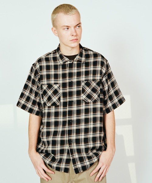 DAN RIVER（ダンリバー ）の「DAN RIVER / PRINTED RAYON CHECK SS SHIRT（シャツ/ブラウス・メンズ・ブラック/ブラウン/ブラック×ホワイト・SMALL/LARGE/MEDIUM）」の8枚目の写真