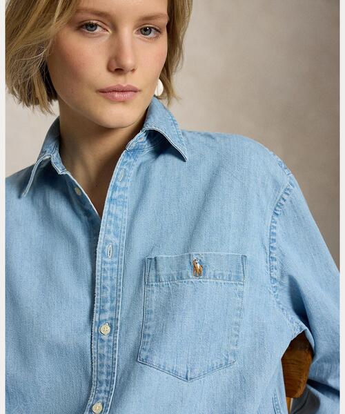 POLO RALPH LAUREN（ポロ ラルフ ローレン）の「ビッグ デニム シャツ（シャツ/ブラウス・レディース・ブルー・S/M/XS）」の4枚目の写真