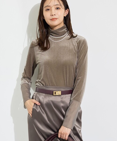 INDIVI(インディヴィ)の「【レイヤード/袖口シアー/日本製】ベロアジャージトップス(Tシャツ/カットソー・レディース・ブラック/ブラウン系/アイボリー・34/19/15 /13/05/38)」の13枚目の写真