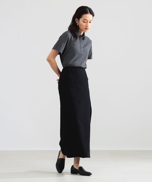 Demi-Luxe BEAMS（デミルクス ビームス）の「AK+1 / ハイゲージ 鹿の子 ハーフスリーブ ポロシャツ（Tシャツ/カットソー・レディース・チャコールグレー/ダークグリーン・ONE SIZE）」の3枚目の写真