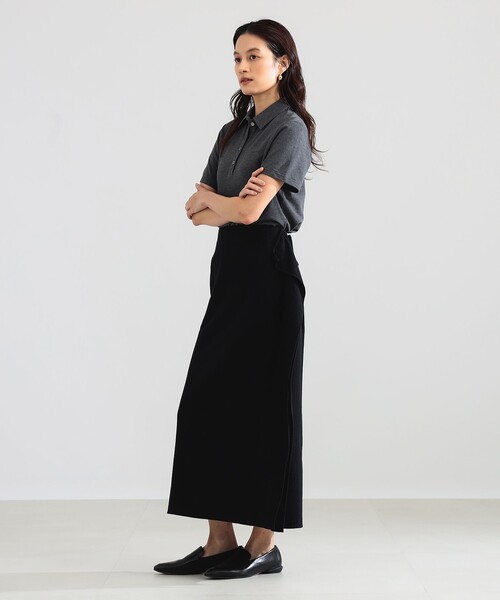 Demi-Luxe BEAMS（デミルクス ビームス）の「AK+1 / ハイゲージ 鹿の子 ハーフスリーブ ポロシャツ（Tシャツ/カットソー・レディース・チャコールグレー/ダークグリーン・ONE SIZE）」の4枚目の写真
