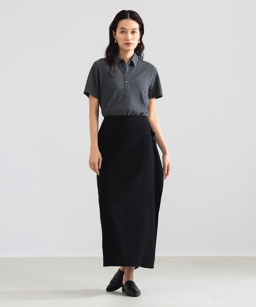 Demi-Luxe BEAMS（デミルクス ビームス）の「AK+1 / ハイゲージ 鹿の子 ハーフスリーブ ポロシャツ（Tシャツ/カットソー・レディース・チャコールグレー/ダークグリーン・ONE SIZE）」の5枚目の写真