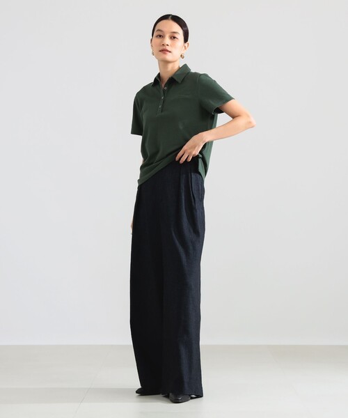 Demi-Luxe BEAMS（デミルクス ビームス）の「AK+1 / ハイゲージ 鹿の子 ハーフスリーブ ポロシャツ（Tシャツ/カットソー・レディース・チャコールグレー/ダークグリーン・ONE SIZE）」の8枚目の写真