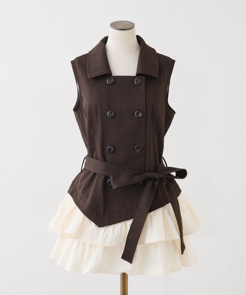 one after another NICE CLAUP（ワンアフターアナザーナイスクラップ）の「トレンチ風ミニワンピース（ワンピース・レディース・ベージュ/ブラウン/ホワイト系その他・SMALL/MEDIUM）」の5枚目の写真