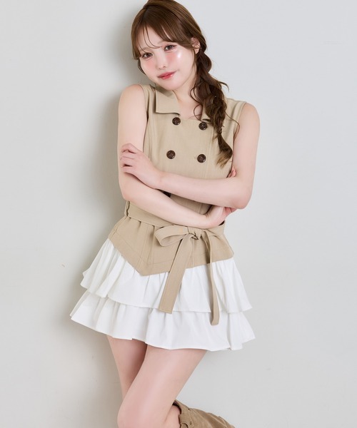 one after another NICE CLAUP（ワンアフターアナザーナイスクラップ）の「トレンチ風ミニワンピース（ワンピース・レディース・ベージュ/ブラウン/ホワイト系その他・SMALL/MEDIUM）」の10枚目の写真