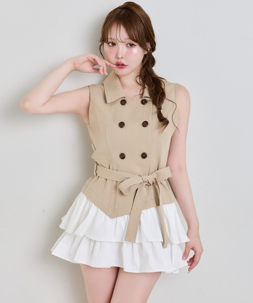 one after another NICE CLAUP（ワンアフターアナザーナイスクラップ）の「トレンチ風ミニワンピース（ワンピース・レディース・ベージュ/ブラウン/ホワイト系その他・SMALL/MEDIUM）」の15枚目の写真