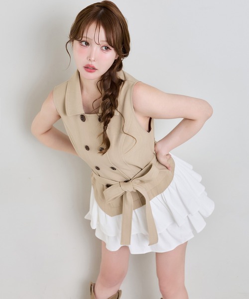 one after another NICE CLAUP（ワンアフターアナザーナイスクラップ）の「トレンチ風ミニワンピース（ワンピース・レディース・ベージュ/ブラウン/ホワイト系その他・SMALL/MEDIUM）」の14枚目の写真