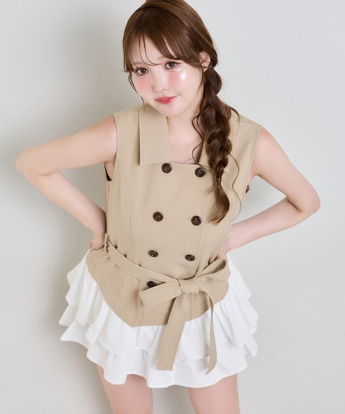 one after another NICE CLAUP（ワンアフターアナザーナイスクラップ）の「トレンチ風ミニワンピース（ワンピース・レディース・ベージュ/ブラウン/ホワイト系その他・SMALL/MEDIUM）」の11枚目の写真